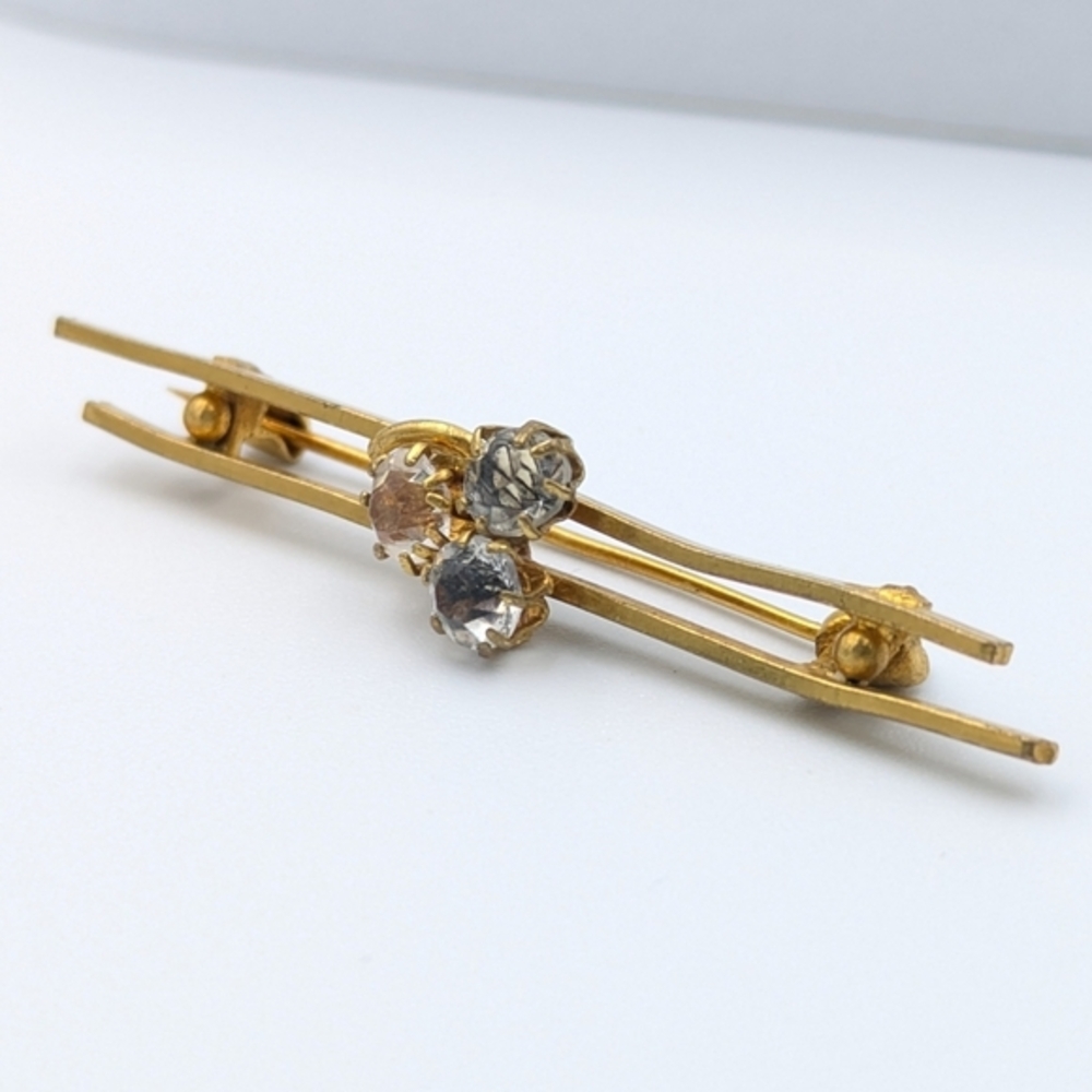 Antique Victorian bar brooch paste rhinestones